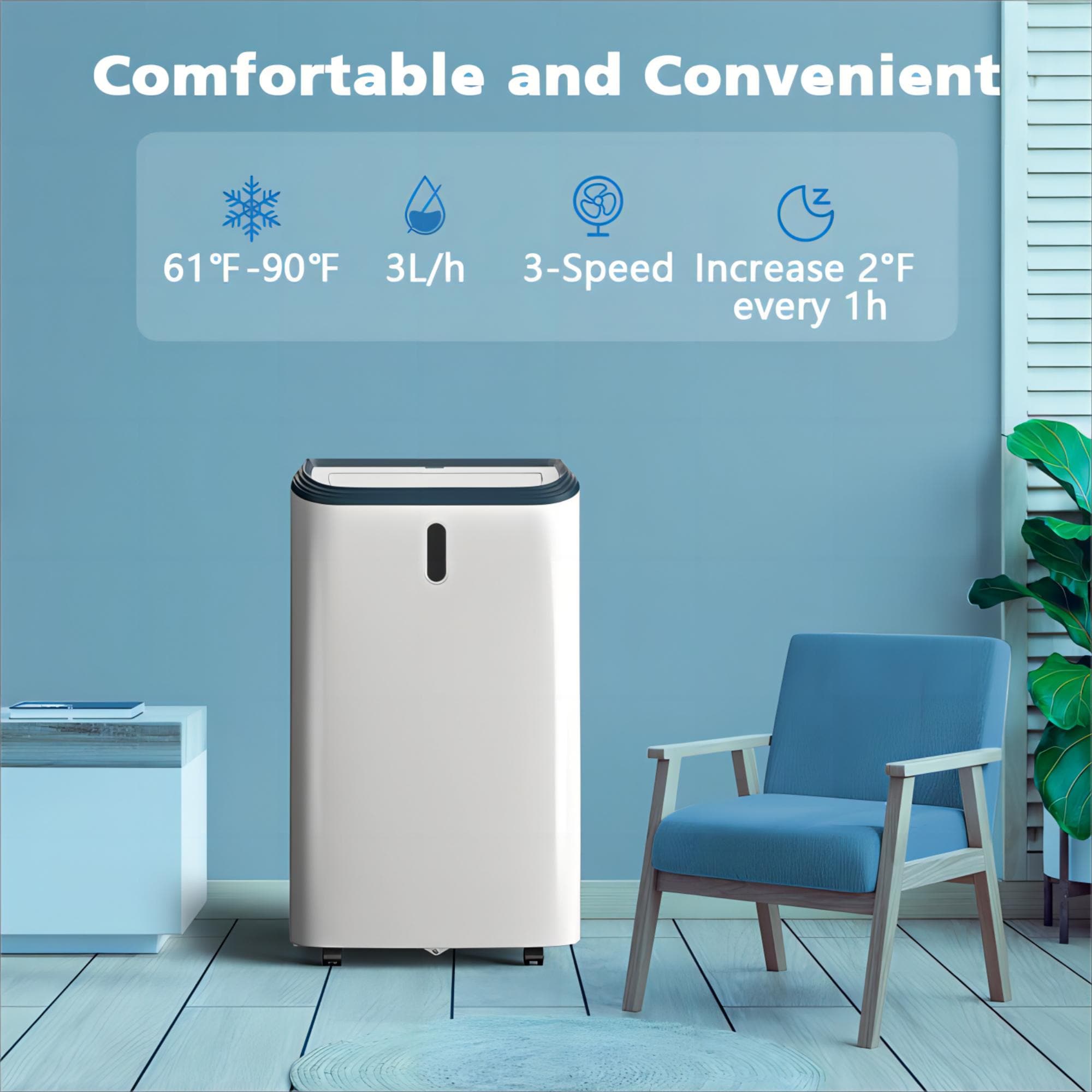 COWSAR 10000 BTU (DOE) 115-Volt Vented Medium Room Portable Air Conditioner Remote Included