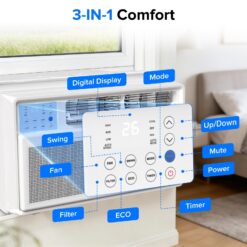 COWSAR Medium Room Window Air Conditioner , Remote Included ( 120-Volt , 12000-BTU )