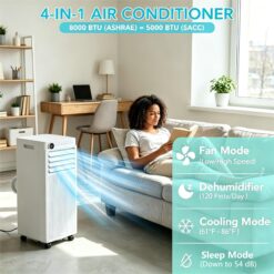 COWSAR NPPC3A/AC5419 6000 BTU (DOE) 115-Volt Vented Small Room Portable Air Conditioner Remote Included