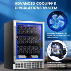 COWSAR 23.43-in W 46 -Bottles Silver Built-in/Freestanding Indoor Wine Cooler