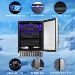 COWSAR 23.43-in W 46 -Bottles Silver Built-in/Freestanding Indoor Wine Cooler