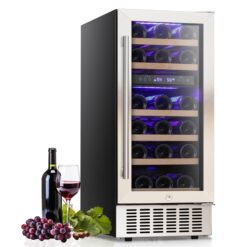 COWSAR 14.96-in W 28 -Bottles Silver Dual Zone Cooling Built-in/Undercounter Indoor Wine Cooler