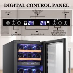 COWSAR 14.96-in W 28 -Bottles Silver Dual Zone Cooling Built-in/Undercounter Indoor Wine Cooler