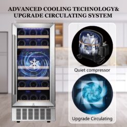 COWSAR 14.96-in W 28 -Bottles Silver Dual Zone Cooling Built-in/Undercounter Indoor Wine Cooler