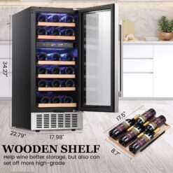 COWSAR 14.96-in W 28 -Bottles Silver Dual Zone Cooling Built-in/Undercounter Indoor Wine Cooler