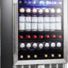 COWSAR 24.33-in W 146 -Can Capacity Silver Built-in/Freestanding Indoor Beverage Refrigerator with Glass Door