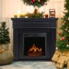 COWSAR 43.31-in W Black Free standing Infrared quartz Corner or Flat Wall Electric Fireplace with Remote Control Included
