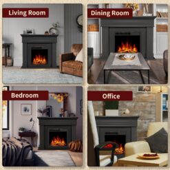 COWSAR 43.31-in W Black Free standing Infrared quartz Corner or Flat Wall Electric Fireplace with Remote Control Included