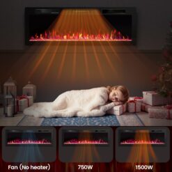 COWSAR 49.4-in W Black Wall mount Infrared quartz Electric Fireplace with Remote Control Included