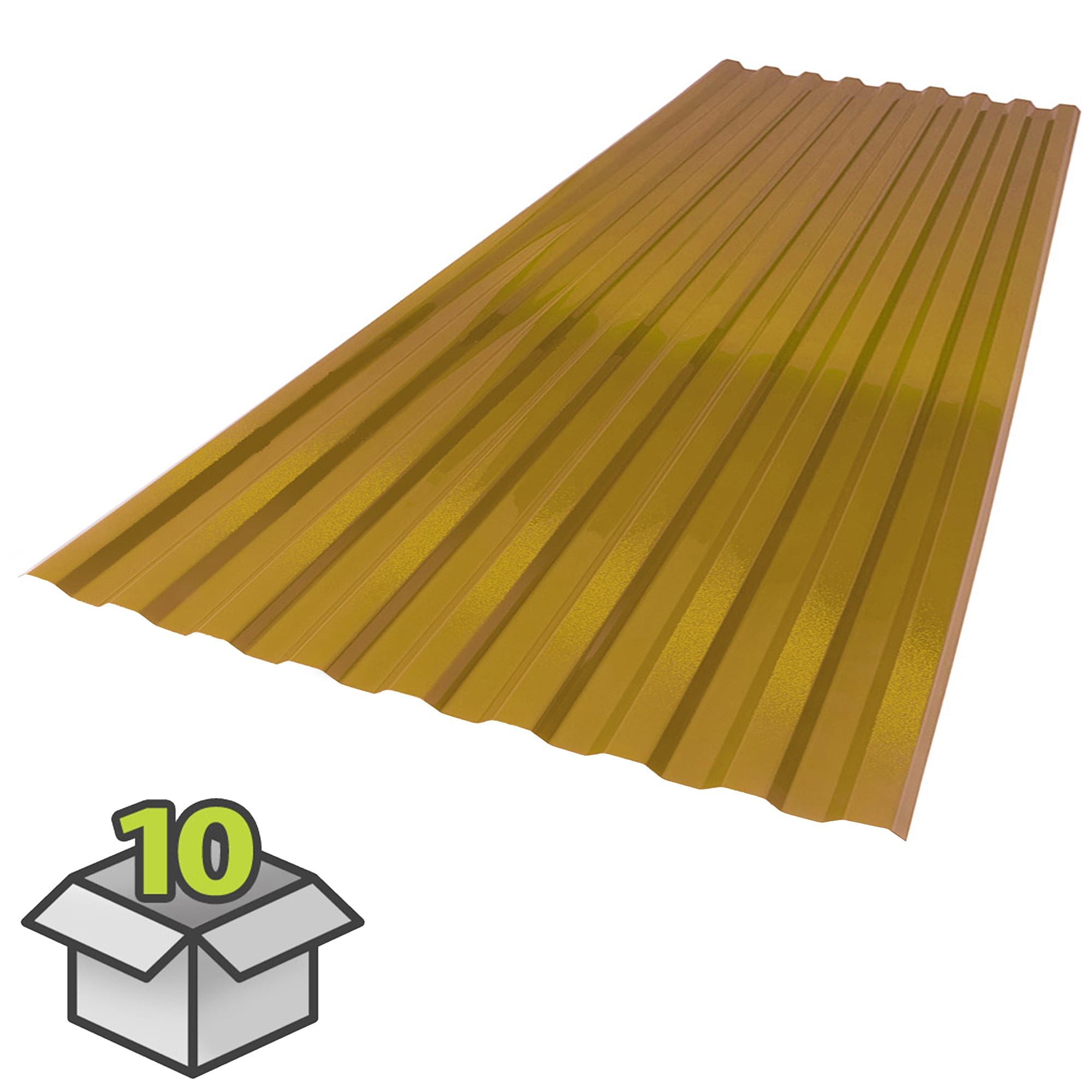 SUNTUF Suntuf 2.2-ft x 6-ft Corrugated Gold Polycarbonate plastic Roof Panel 10 -Pack