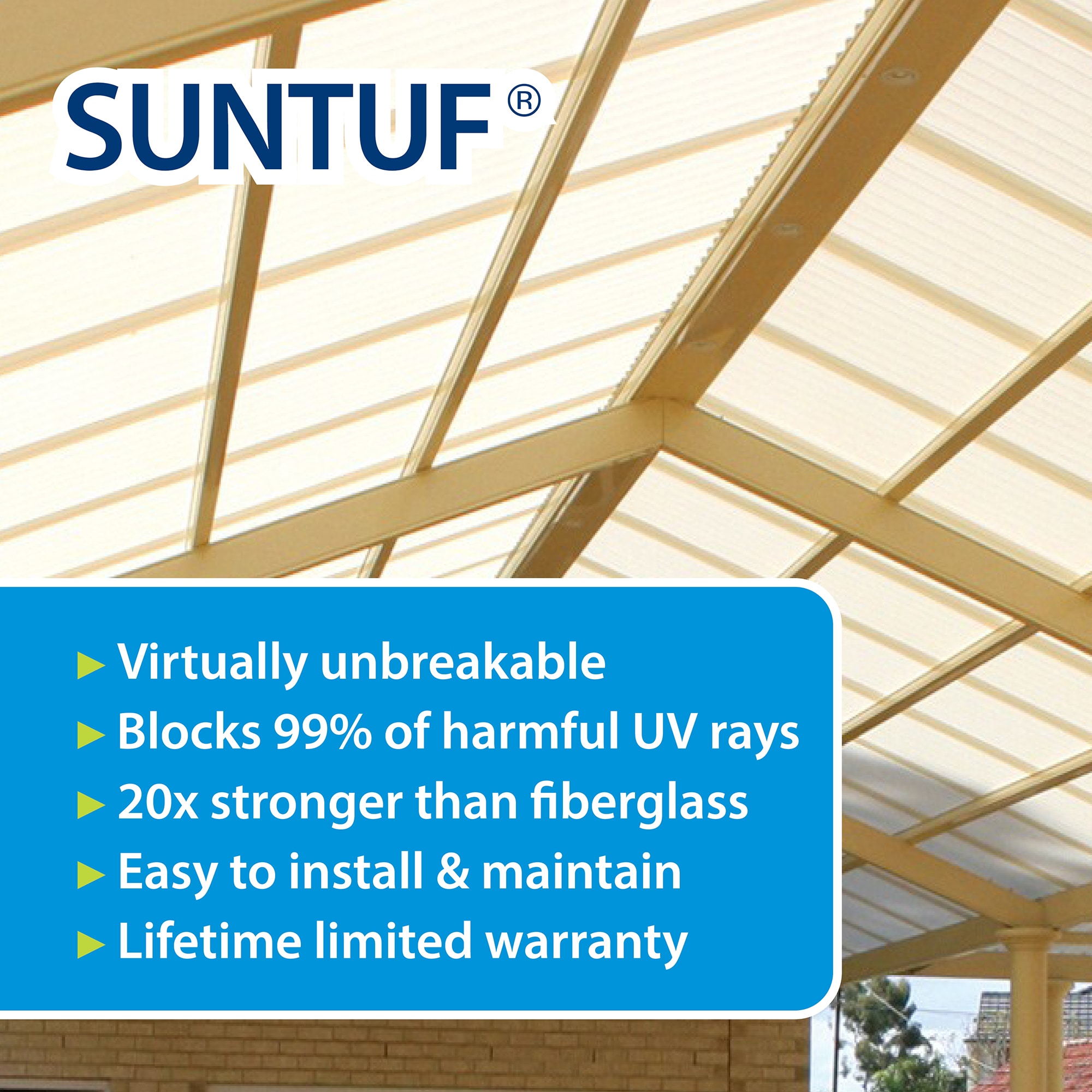 SUNTUF Suntuf 2.2-ft x 6-ft Corrugated Gold Polycarbonate plastic Roof Panel 10 -Pack