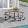 BABOOM 43-in Brown Resin Round Picnic Table