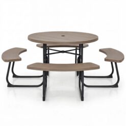BABOOM 43-in Brown Resin Round Picnic Table