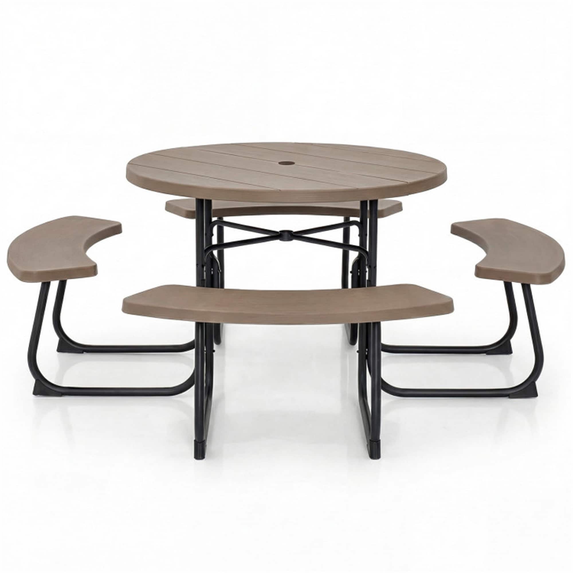 BABOOM 43-in Brown Resin Round Picnic Table
