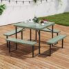 BABOOM 34-in Green Resin Square Picnic Table