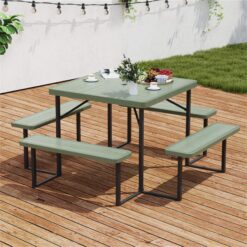BABOOM 34-in Green Resin Square Picnic Table