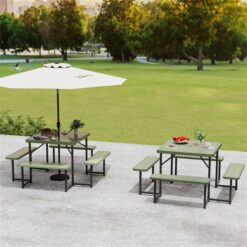 BABOOM 34-in Green Resin Square Picnic Table