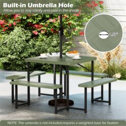 BABOOM 34-in Green Resin Square Picnic Table