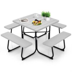 BABOOM 35-in Gray Plastic Square Picnic Table