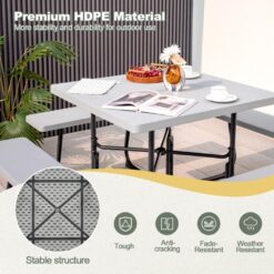 BABOOM 35-in Gray Plastic Square Picnic Table