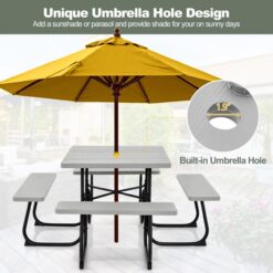 BABOOM 35-in Gray Plastic Square Picnic Table