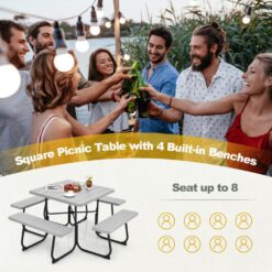 BABOOM 35-in Gray Plastic Square Picnic Table
