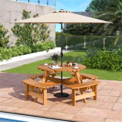 BABOOM 44-in Yellow wood Round Picnic Table