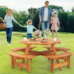 BABOOM 44-in Yellow wood Round Picnic Table