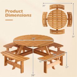 BABOOM 44-in Yellow wood Round Picnic Table