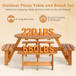 BABOOM 44-in Yellow wood Round Picnic Table