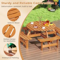 BABOOM 44-in Yellow wood Round Picnic Table