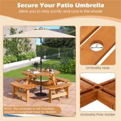 BABOOM 44-in Yellow wood Round Picnic Table