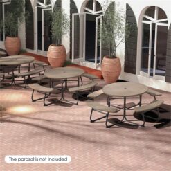 BABOOM 75-in Brown Resin Round Picnic Table