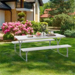 BABOOM 72-in White Resin Rectangle Picnic Table