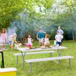 BABOOM 72-in White Resin Rectangle Picnic Table