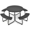 BABOOM 43-in Black Resin Round Picnic Table