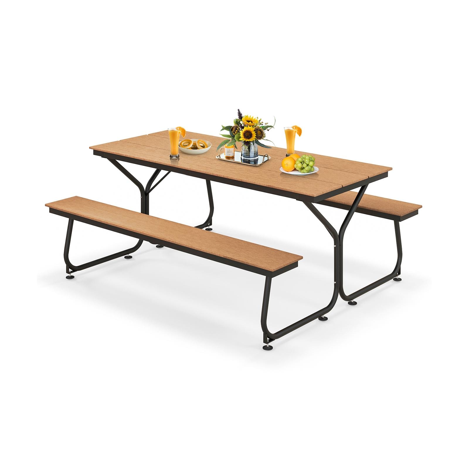 BABOOM 72-in Brown Resin Rectangle Picnic Table
