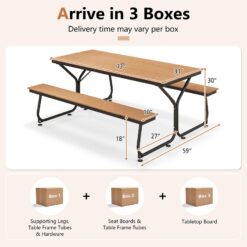 BABOOM 72-in Brown Resin Rectangle Picnic Table