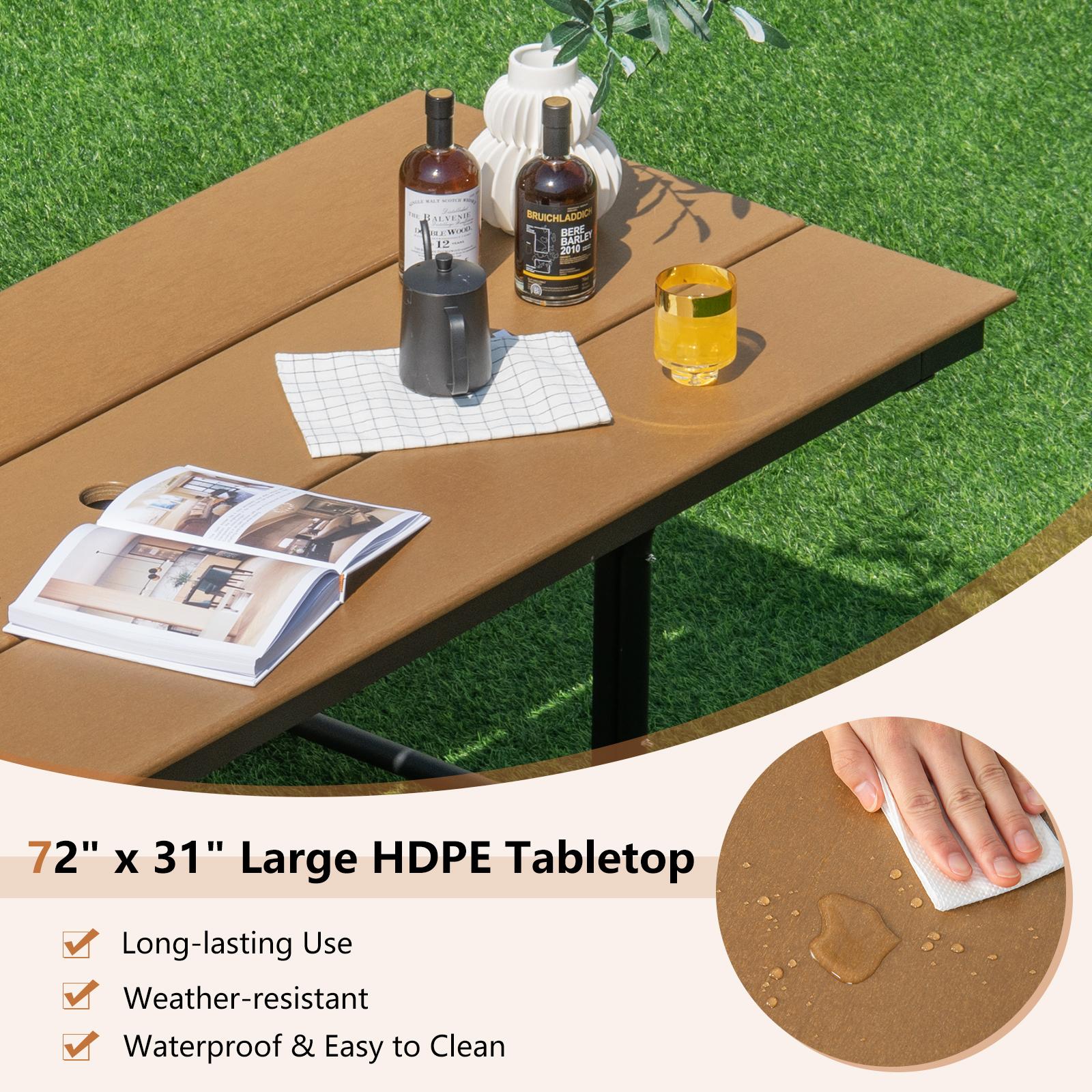 BABOOM 72-in Brown Resin Rectangle Picnic Table