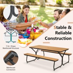BABOOM 72-in Brown Resin Rectangle Picnic Table