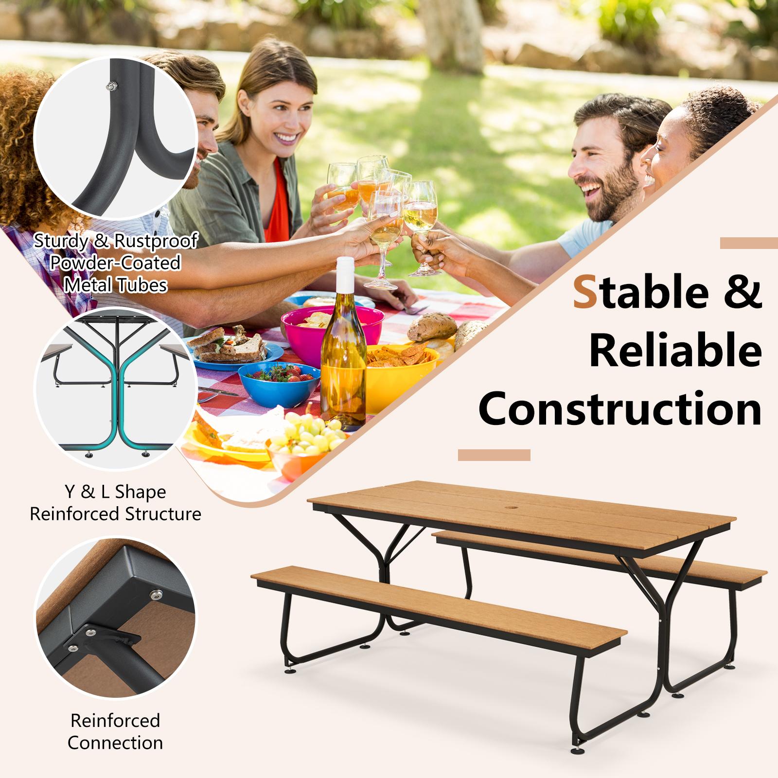 BABOOM 72-in Brown Resin Rectangle Picnic Table