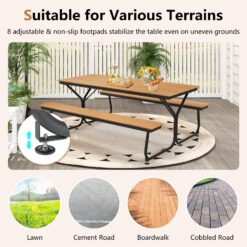BABOOM 72-in Brown Resin Rectangle Picnic Table
