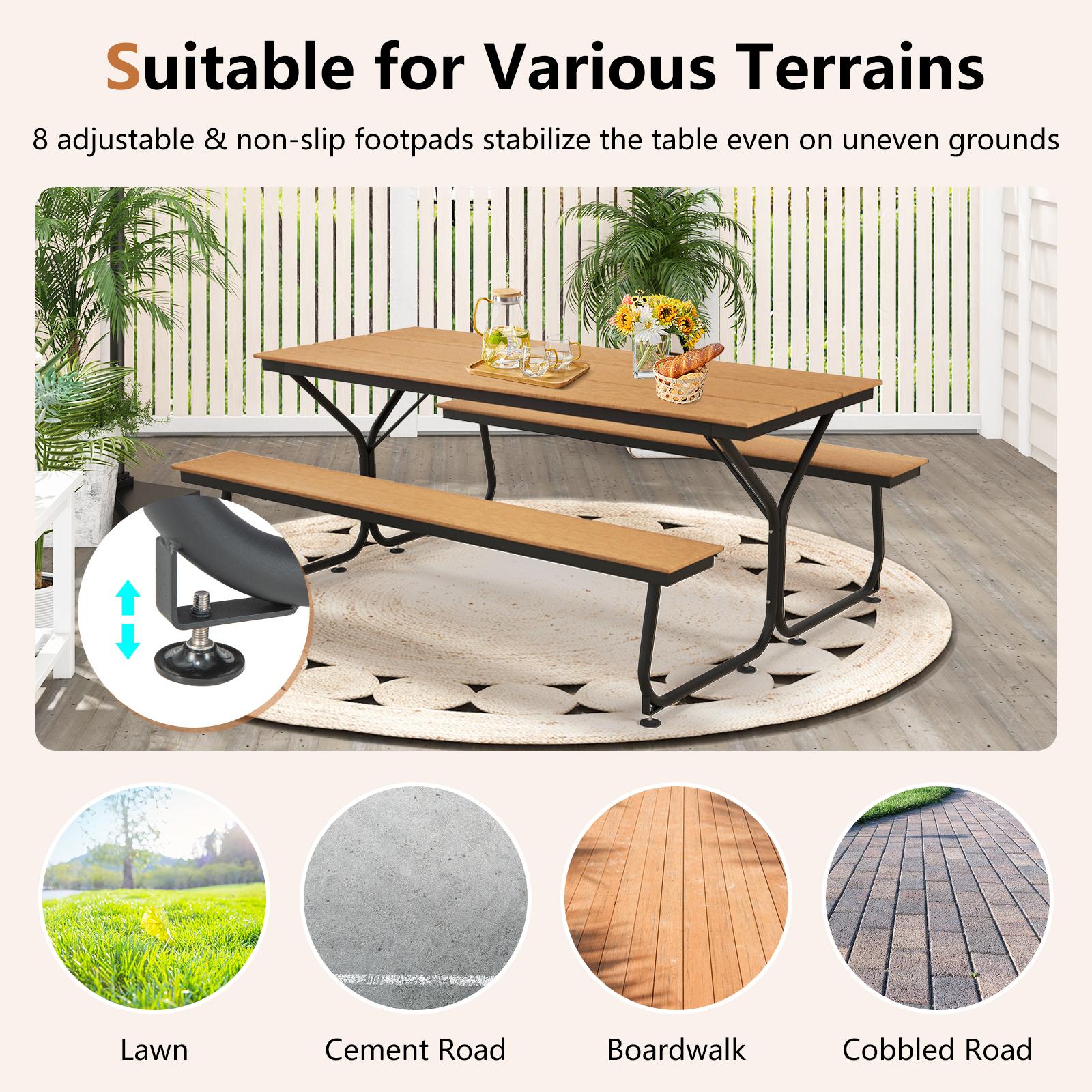 BABOOM 72-in Brown Resin Rectangle Picnic Table