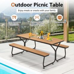 BABOOM 72-in Brown Resin Rectangle Picnic Table