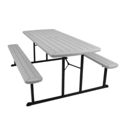 Hampden Furnishings 72-in Gray Plastic Rectangle Folding Picnic Table