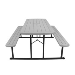 Hampden Furnishings 72-in Gray Plastic Rectangle Folding Picnic Table
