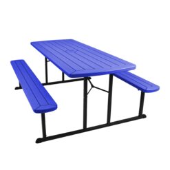 Hampden Furnishings 72-in Blue Plastic Rectangle Folding Picnic Table