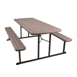 Hampden Furnishings 72-in Brown Plastic Rectangle Folding Picnic Table