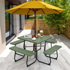 BABOOM 35-in Green Plastic Square Picnic Table