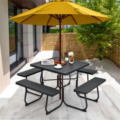 BABOOM 35-in Black Resin Square Picnic Table